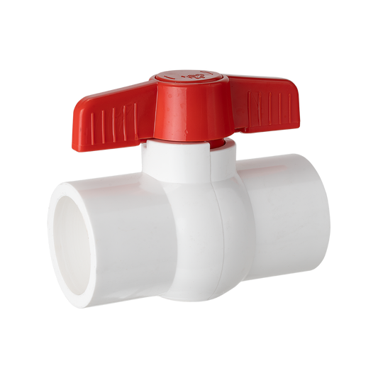 Holman 32mm PVC Ball Valve - Solvent Weld - White/Red - 150 PSI - Auzzistore