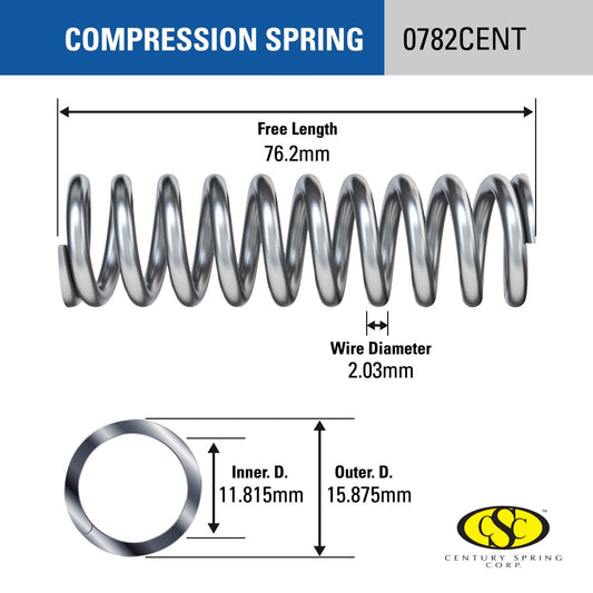 Century Spring Corp Compression Spring 2 Pack - 16 x 76mm - Durable Flexibility – view 2 - Auzzistore