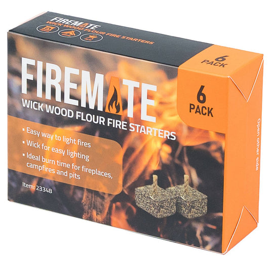 Firemate Wick Wood Flour Fire Starters - 6 Pack - Easy Lighting - Non-Toxic