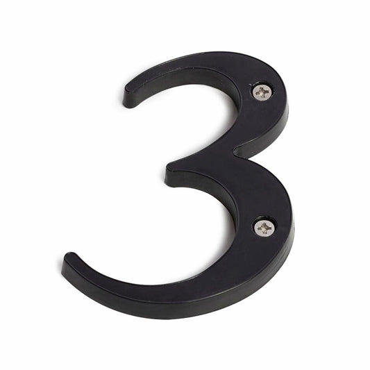 Sandleford House Number 3 - 85mm Black Plastic - Weather-Resistant