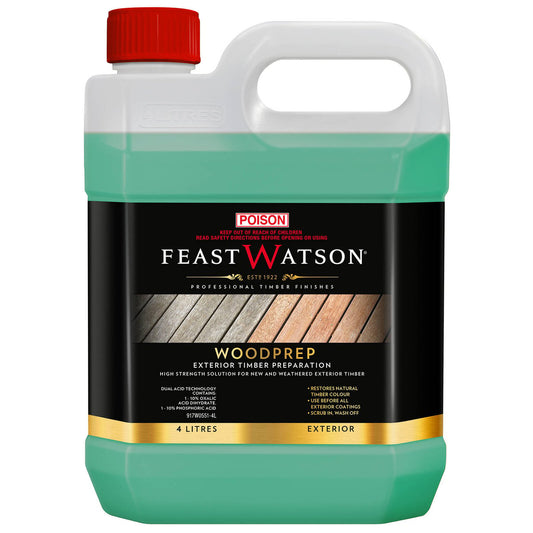 Feast Watson Woodprep - Timber Preparation Cleaner 4L - Dual Acid Technology - Eucalyptus Scent