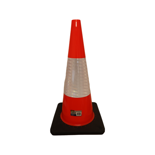 Syneco 700mm PVC Safety Cone - Fluorescent Orange - Reflective Tape - Durable