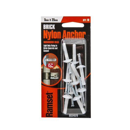 Ramset Nylon Anchor 5 x 25mm 10 Pack Insulated Light Duty - Auzzistore