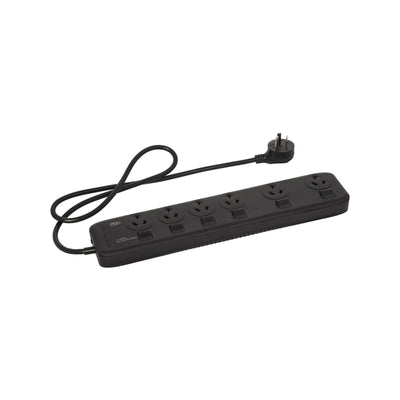 Hpm 6 Outlet Black General Purpose Surge Protected Switched Powerboard