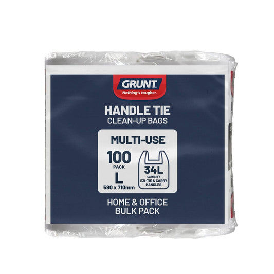 Grunt 34L Kitchen Rubbish Bags - 100 Pack - White Tie Top - Durable - Auzzistore