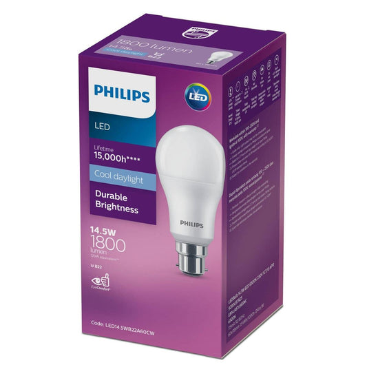 Philips A60 B22 LED Globe - 1800lm - 14.5W - Cool Daylight - 15,000 Hours