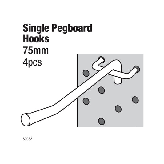 Everhang Pegboard Single Hooks 5 x 75mm 4 Pack - Silver – view 2