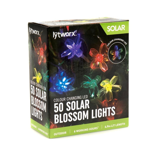 Lytworx 50 Colour Changing LED Solar Blossom Fairy Lights 4.9m Durable