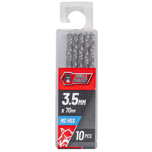Full Boar HSS Drill Bit Pack of 10 - 3.5mm - Metal, Wood, Plastics - Auzzistore