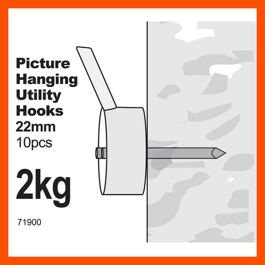 Everhang Picture Hanging Utility Hook - 47mm x 120mm - ABS Plastic - Easy Install - 10 Pack – view 2