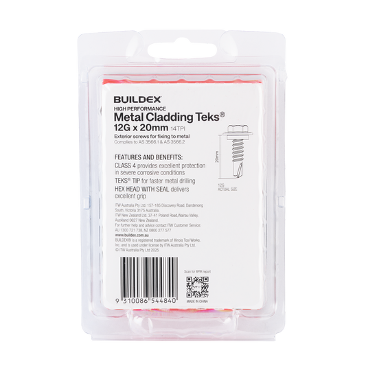 Buildex 12g x 20mm Cladding Fencing Teks Screws - 50 Pack - Self-Drilling - Corrosion-Resistant – view 2 - Auzzistore