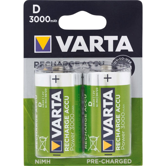 Varta Rechargeable Batteries - D Size - 3000mAh - Ready To Use