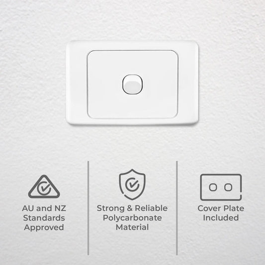 Deta Double Pole Single Switch - 75mm x 40mm - White - Polycarbonate - 10A – view 2 - Auzzistore