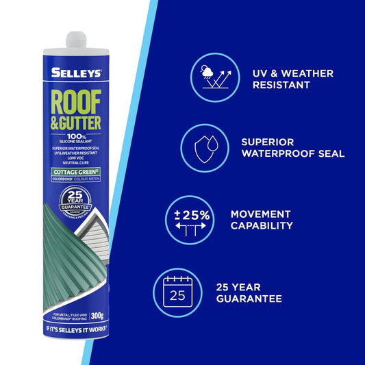 Selleys Cottage Green Roof and Gutter Silicone Sealant 300g - Waterproof, UV Resistant – view 2 - Auzzistore