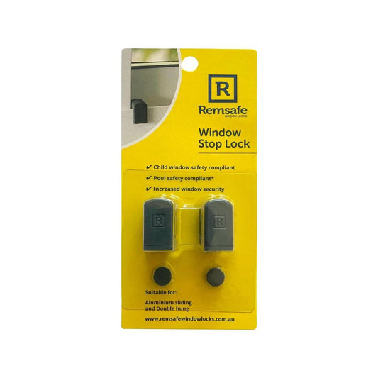 Remsafe Stop Lock Window Restrictor - Charcoal - 1 Pack - 12mm x 23mm - Permanent Safety Solution - Auzzistore
