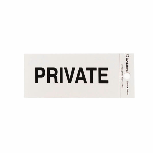 Sandleford Private Self Adhesive Sign - 100 x 50mm - Silver - Auzzistore