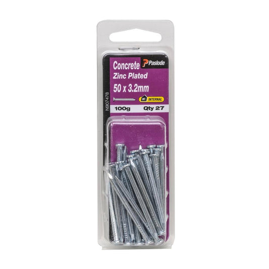 Paslode Concrete Nails 50mm 3.2mm Zinc Plated Steel 27 Pack - Auzzistore