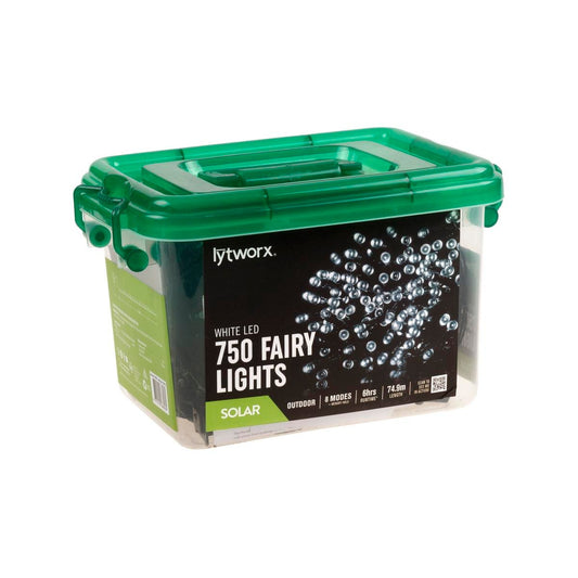 Lytworx White Solar Fairy Lights 750 Pack - 74.9m - 750 LEDs - Outdoor Use - Auzzistore
