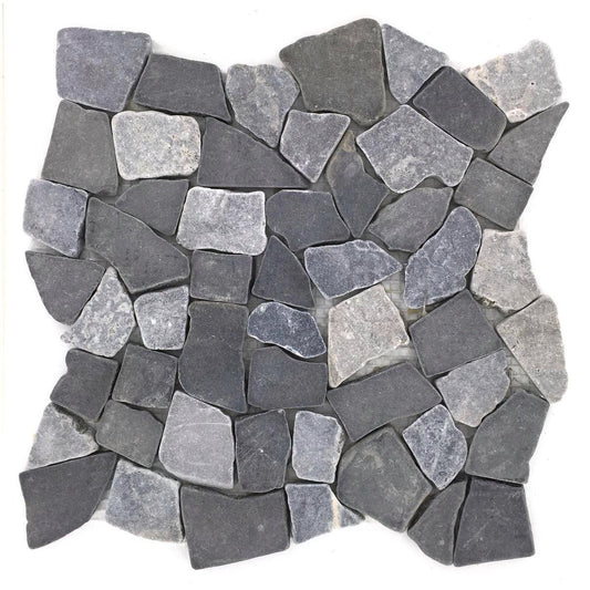Decor8 Crazypave Grey Mix Marble Tile 300x300x10mm Matte Mosaic - Auzzistore