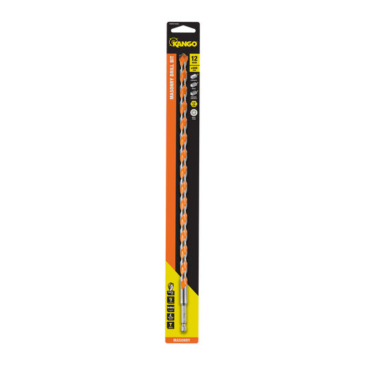 Kango 12 x 400mm Masonry Drill Bit - Durable Carbide Rapid Tip - ¼” Hex Shank - Auzzistore