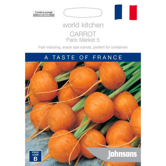 Johnsons Carrot Paris Market Seeds 5 Pack Easy To Grow Gourmet - Auzzistore