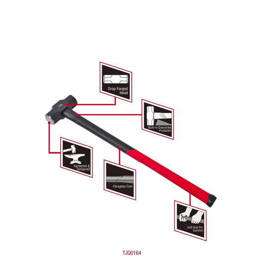 Trojan 8lb Fibreglass Sledge Hammer - 4.79kg - Red and Black – view 2 - Auzzistore