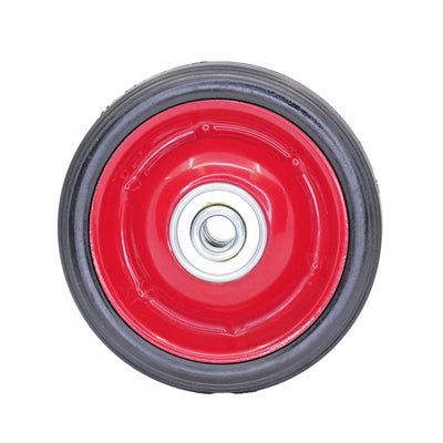 Easyroll 125mm Black Rubber Tyre - Red Metal Centre - Solid - 40kg Load