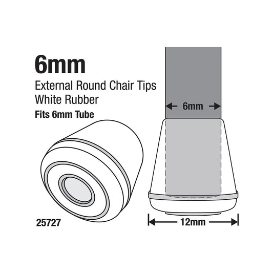 Surface Gard 6mm White Round Rubber Chair Tips 4 Pack - Floor Protection – view 2 - Auzzistore