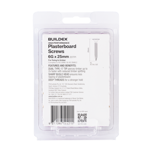 Buildex Plasterboard Screws - 6g x 25mm Gold Passivated - Dual Type 17 Tip - 100 Pack – view 2 - Auzzistore