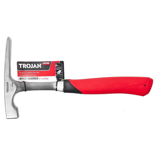 Trojan 600g Steel Brick Hammer - Induction Hardened - Red and Black - Auzzistore