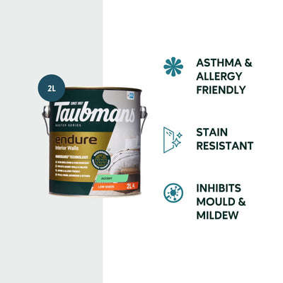Taubmans 2L Accent Low Sheen Endure Interior Walls Paint - 2L - Stain Resistant - Low Odour