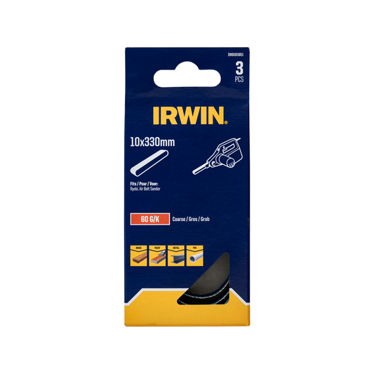 Irwin Powerfile Belt 10mm 60 Grit - 3 Pack - Aluminium Oxide - Durable - Auzzistore