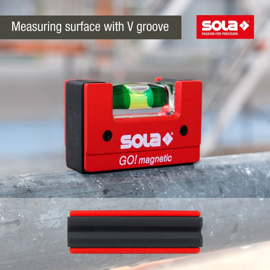Sola Mini Compact Spirit Level Magnetic Clip - 68mm x 21mm x 42mm - Red - Durable & Portable – view 2 - Auzzistore