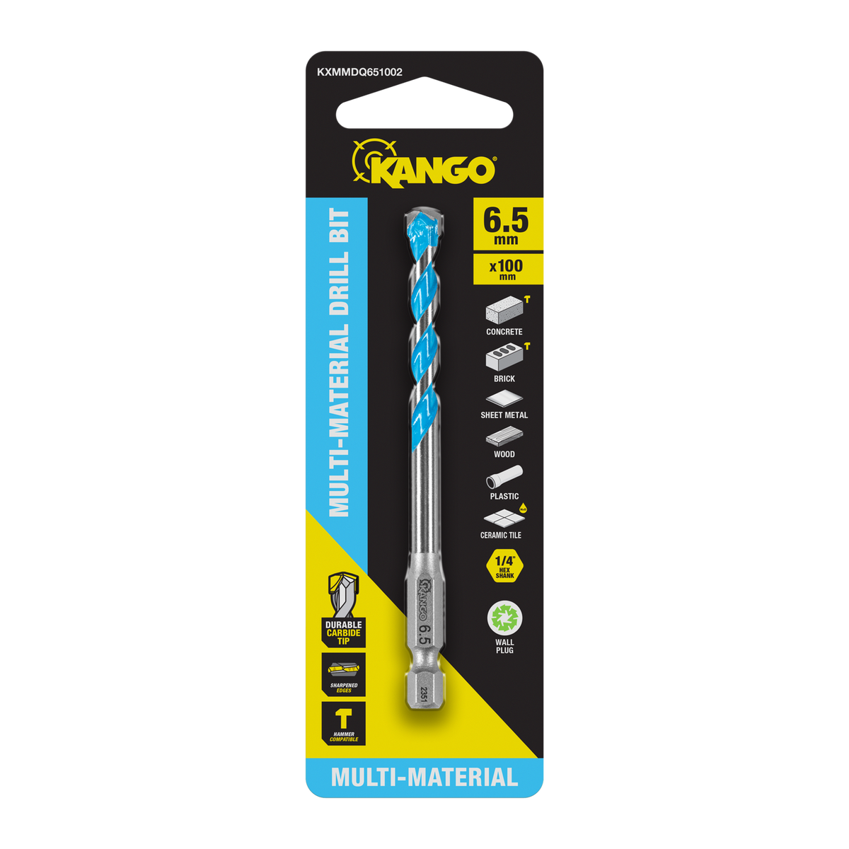 Kango Bit Kango Multi Material Drill Bit 6.5mm x 100mm - Durable Carbide Tip - P ...