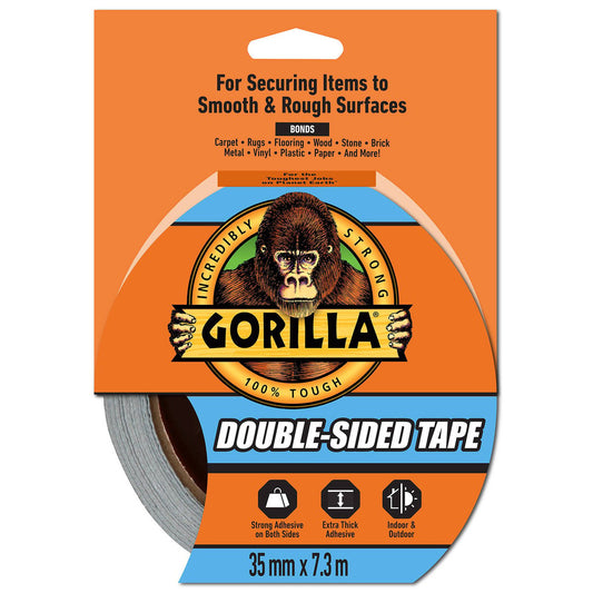 Gorilla 7 Double Sided Tape 7.3m - Heavy-Duty Adhesive for Indoor/Outdoor Use
