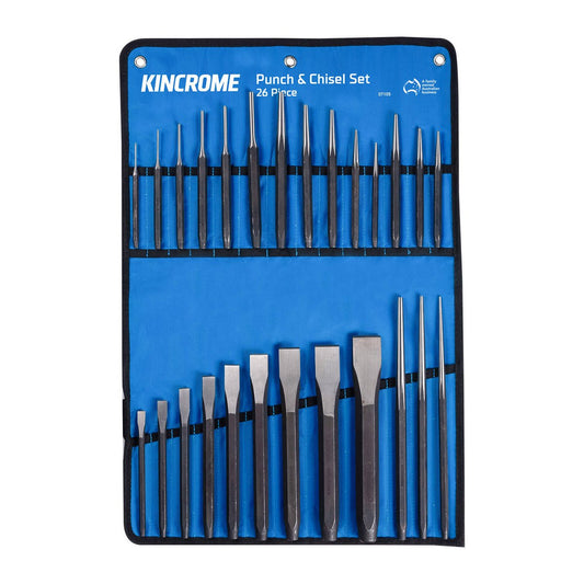 Kincrome Punch and Chisel Set - 26 Piece - Chrome Vanadium Steel - Industrial Use - Auzzistore
