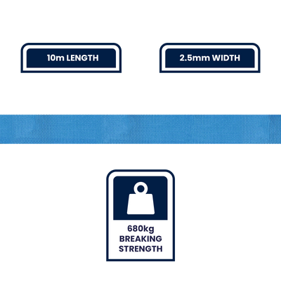 Grunt 25mm Poly Webbing 10m Blue Polyester 680kg Breaking Strength