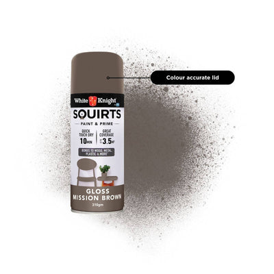 White Knight Squirts Spray Paint - 310g - Mission Brown - Gloss - Solvent Based