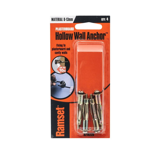 Ramset Hollow Wall Anchor 16mm Gold Steel 4 Pack Low Profile Fixing - Auzzistore
