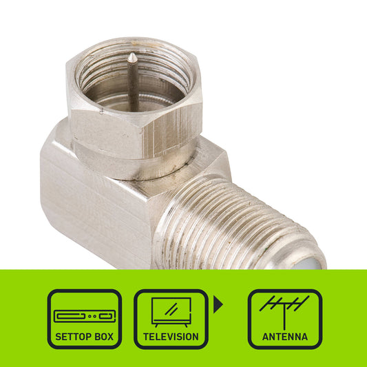 Antsig Right Angle F Connector Adaptor - Nickel Plated Brass - Digital Use