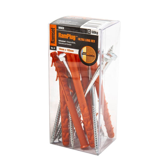 Ramset Ultra Long Hex Anchor 10 x 135mm Nylon 8 Pack Benefits - Auzzistore