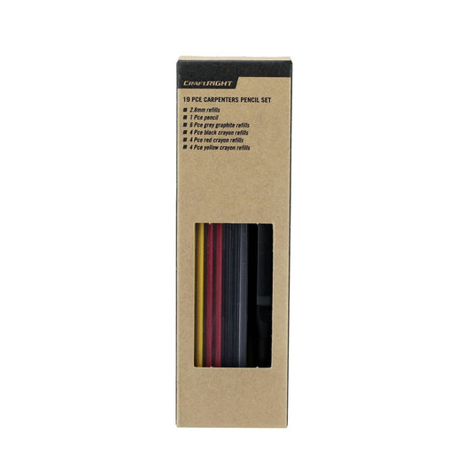 Craftright Carpenter Pencil Set - 19 Pieces - 2.8mm Refills - Grey Black Red Yellow – view 2 - Auzzistore