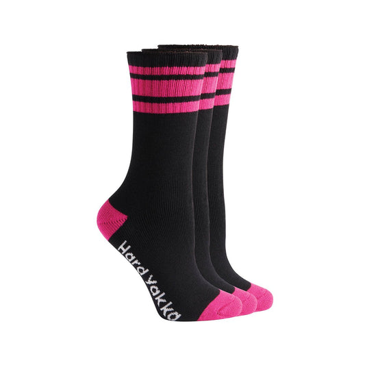 Hard Yakka Bamboo Work Socks - Women’s - 3 Pack Size 3-8 - Black Pink - Comfortable – view 2