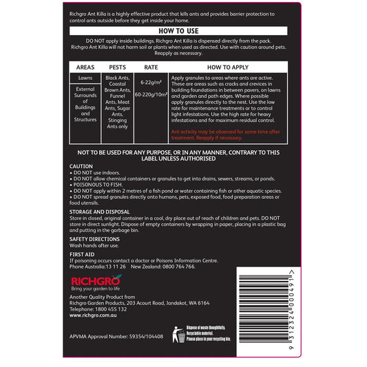 Richgro Ant Killa Insecticide Granules - 1kg - Covers 160m² - Bifenthrin – view 2 - Auzzistore