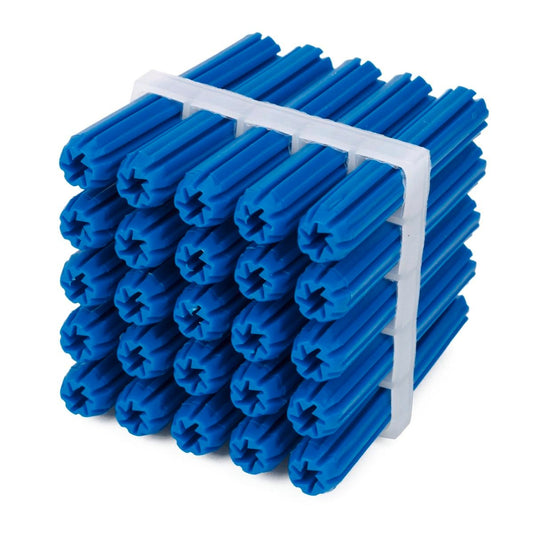 Ramset Wall Plugs 8 x 50mm Blue Plastic 25 Pack Easy Insertion - Auzzistore