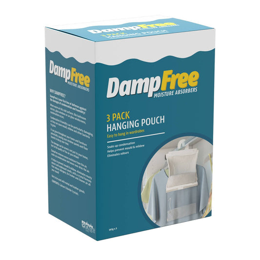 DampFree Moisture Absorber Hanging Pouch - 3 Pack - Calcium Chloride - Damp Free Environment