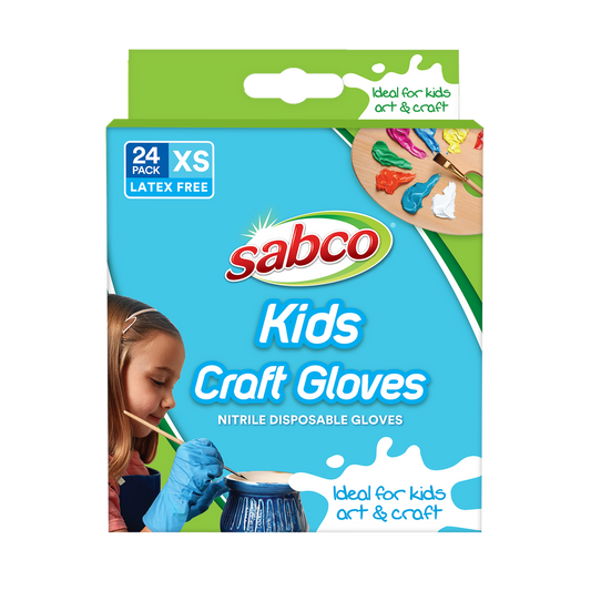 Sabco Kids Craft Gloves 24pk XS - Nitrile - Extra Small - 115mm x 125mm