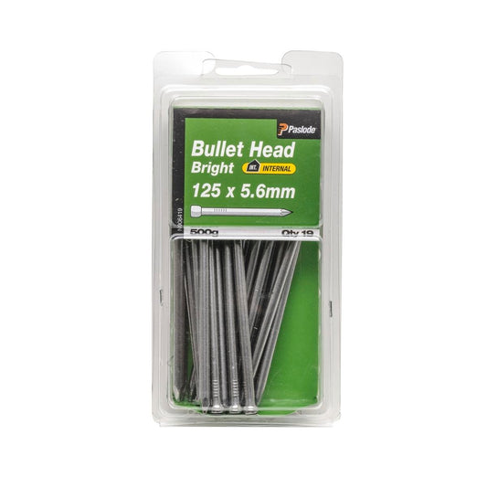 Paslode Bullet Head Nails 125mm Bright Steel 500g Indoor Use - Auzzistore