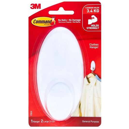 Command White Adhesive Clothes Hanger - 1 Pack - Plastic - Damage-Free