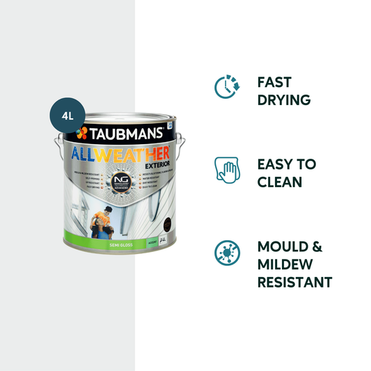 Taubmans 4L Accent Semi Gloss All Weather Exterior Paint - Mould Resistant - Fast Drying – view 2 - Auzzistore